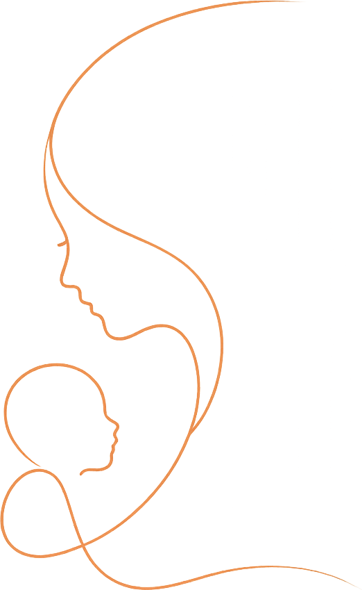 Mother and baby line illustration
