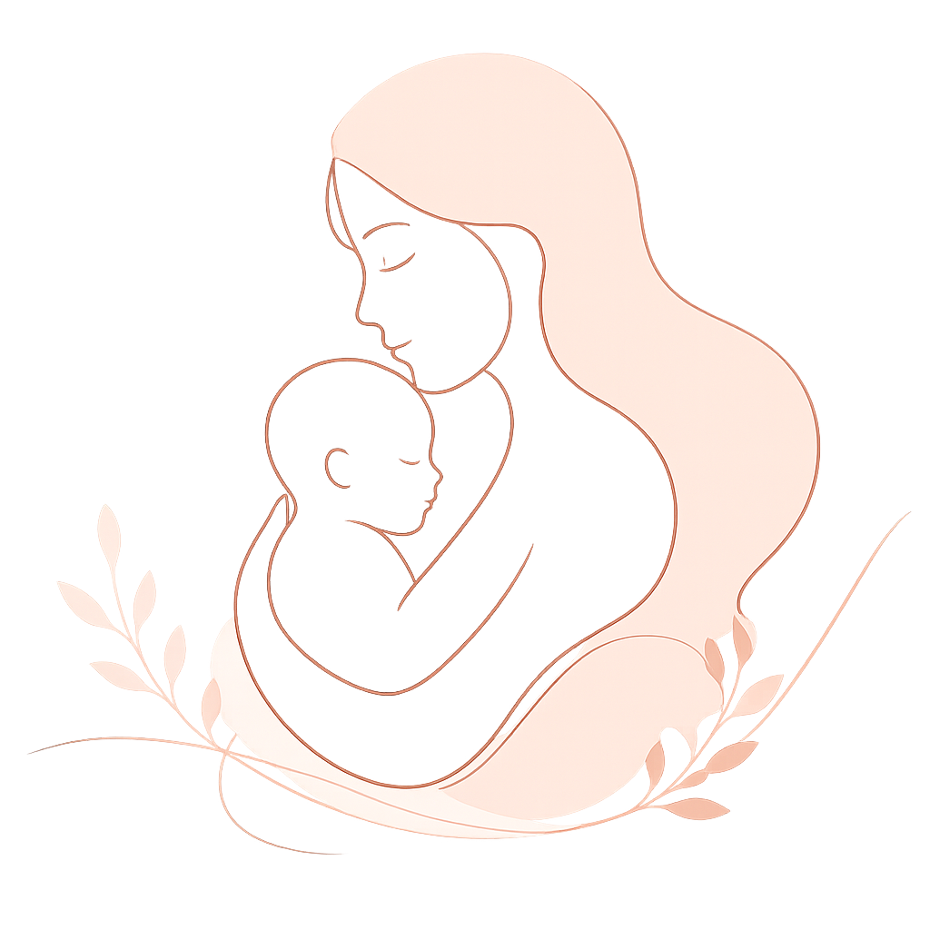 Mother cradling baby illustration